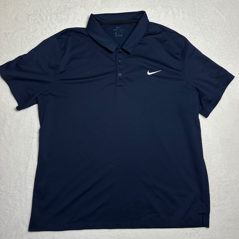 Nike Dri-FIT Mens Blue Short Sleeve Golf Polo Shirt XXL Athletic Performance